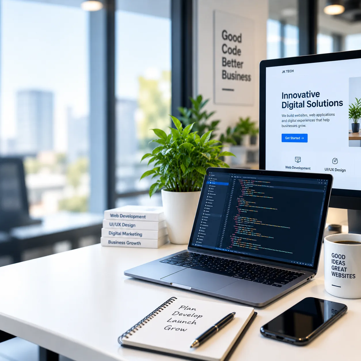 JK Tech Innovations development workflow — develop, deploy, automate and secure custom software